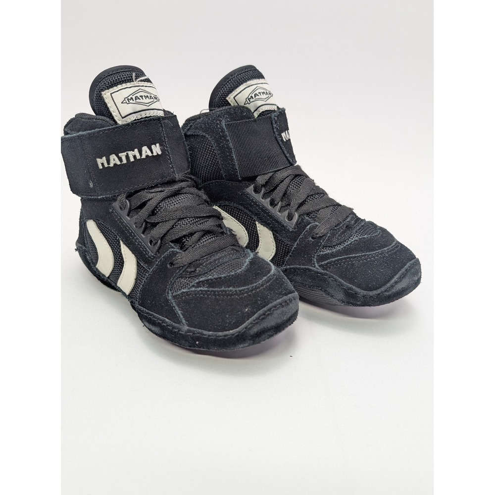 Matman S025 Youth Wrestling Shoes Black White Suede High Top Size 12 Kids